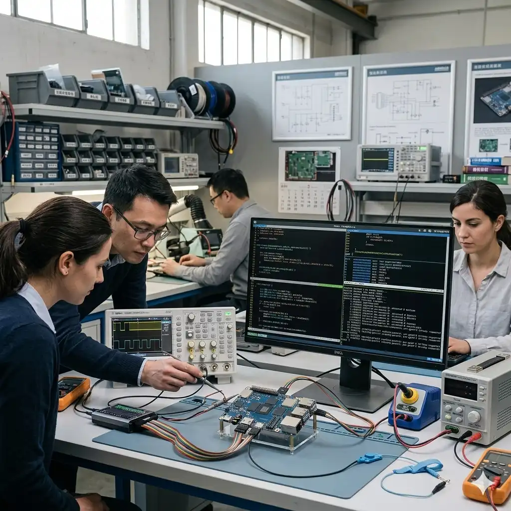 embedded board software customization engineering lab with ARM development board debugging