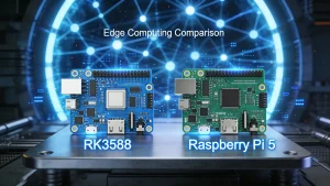 RK3588 vs Raspberry Pi 5 single board computer comparison for edge AI performance