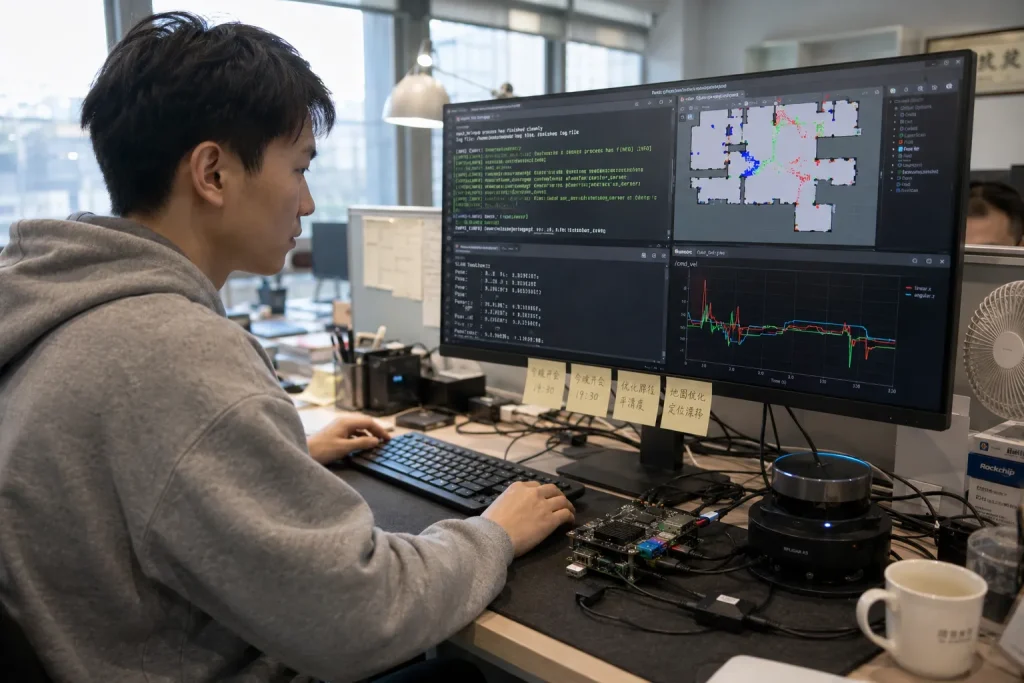 Chinese Embedded Engineer Running ROS2 Nav2 SLAM on RK3588 Development Board