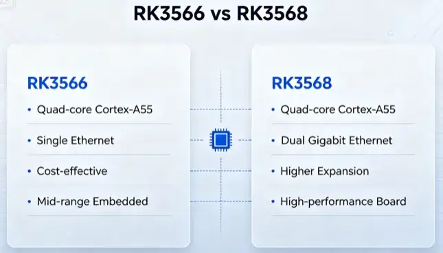 RK3566 vs RK3568 comparison table of specifications, performance and industrial application