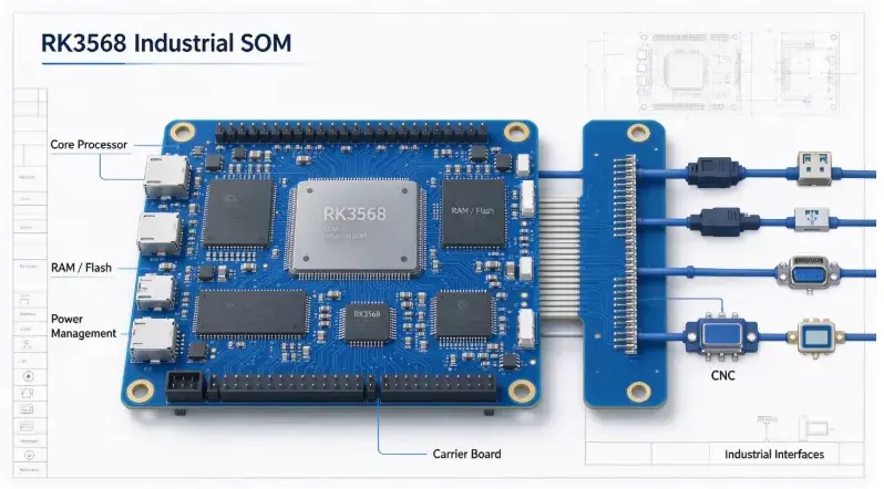 RK3568 industrial SOM module structure and carrier board connection